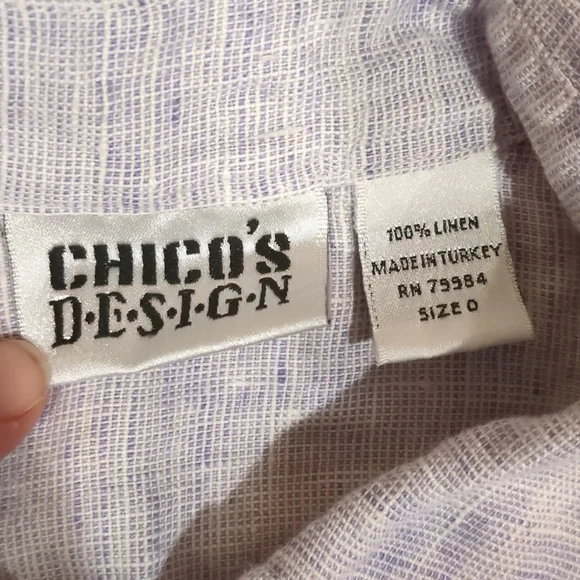 Chico's Design purple linen button down - Picture 2 of 7